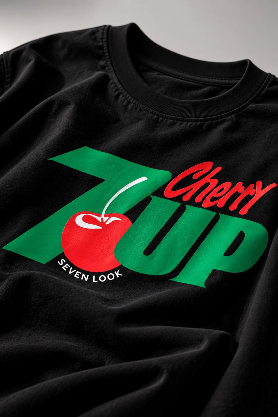 Men's Black Oversized 7UP Cherry T-Shirt