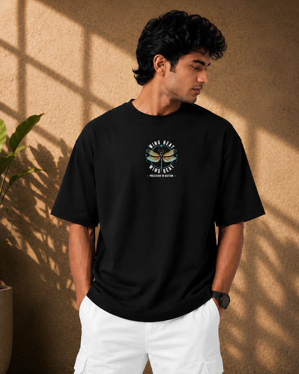 Wing Beat: Shadow Flight Black Oversized T-Shirt