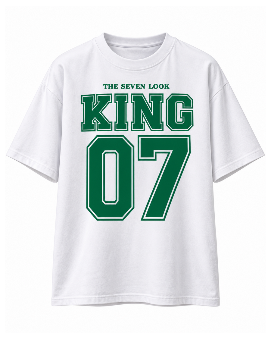 Men's White Oversized King 07 Graphic T-Shirt