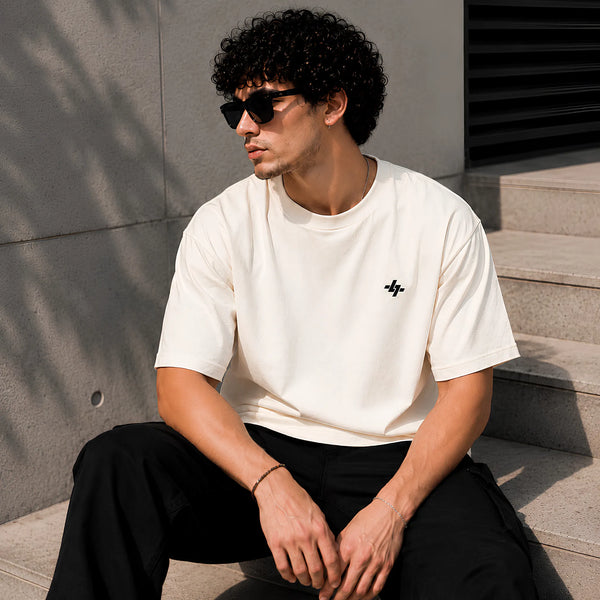 Ivory Drift Plain Oversized T-Shirt