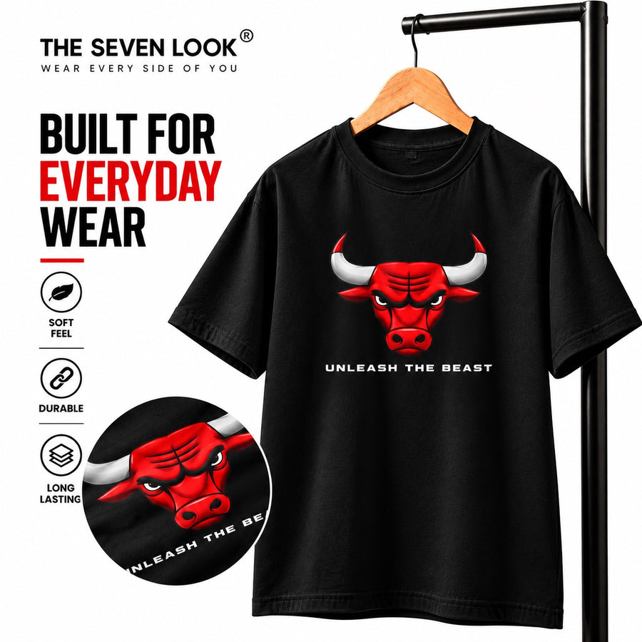 Men's Black Unleash the Beast Oversized T-Shirt