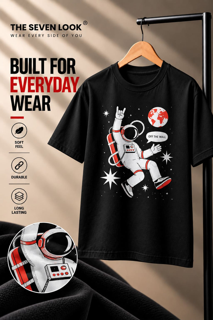 Men's Black Space Walk Graphic T-Shirt