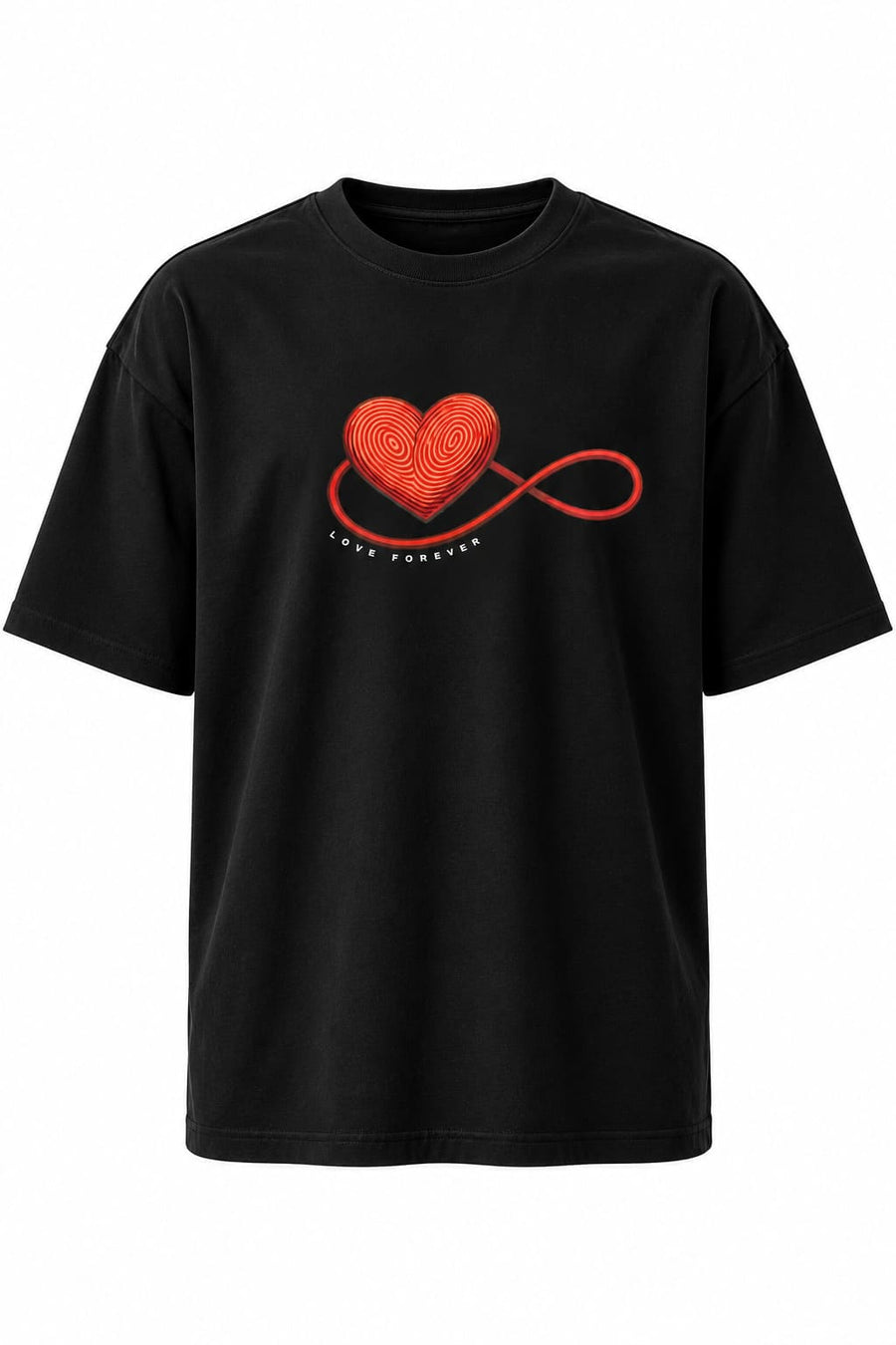 Men's Black Oversized Love Forever Graphic T-Shirt