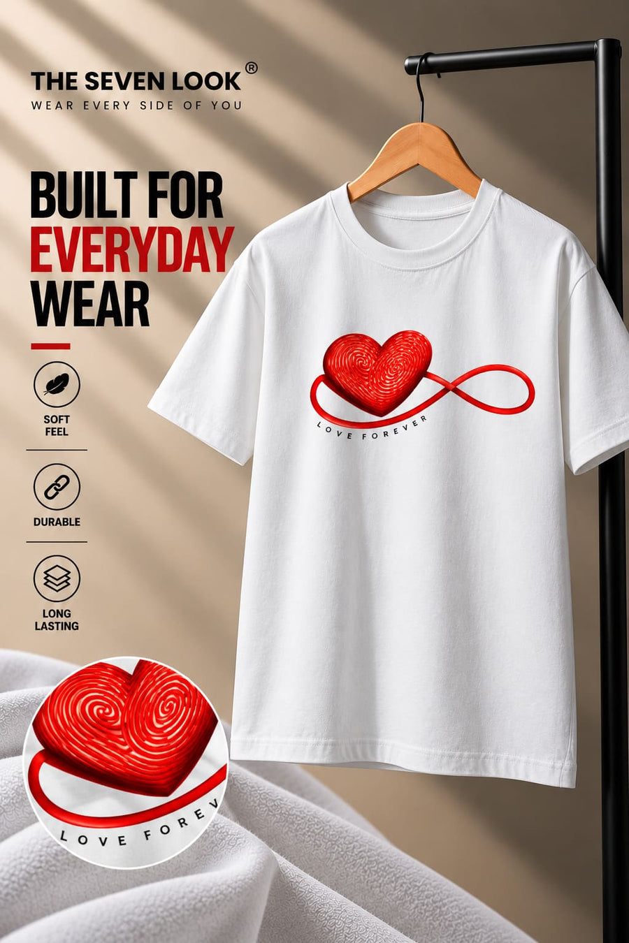 Men's White Oversized Love Forever Graphic T-Shirt