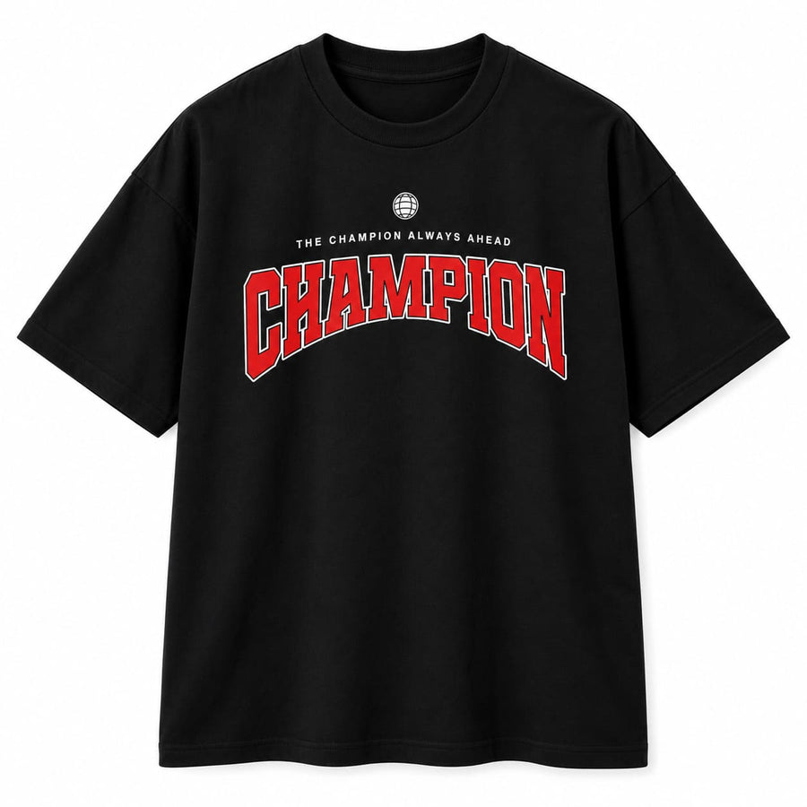 Men's Black Oversized Champion Graphic T-Shirt
