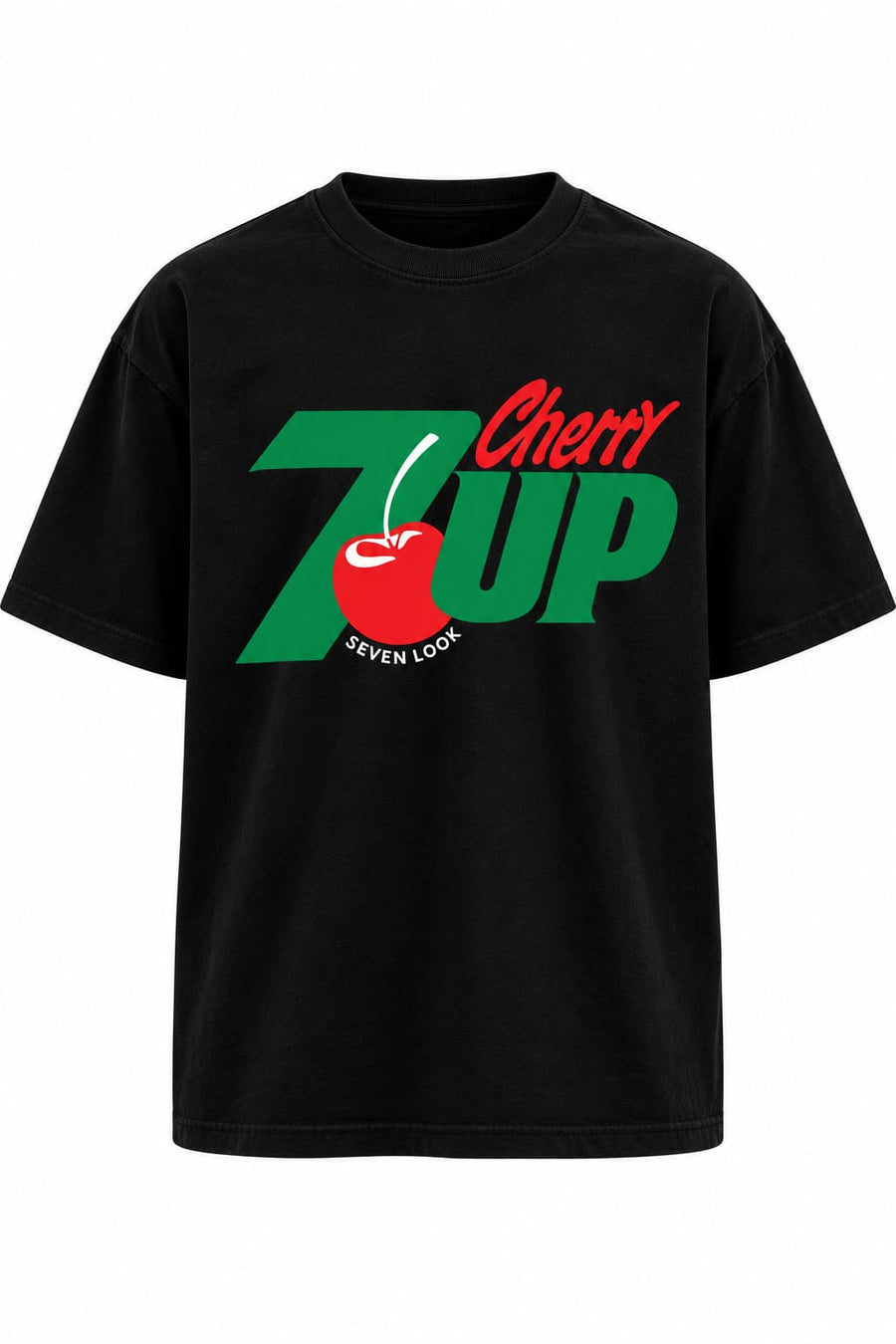 Men's Black Oversized 7UP Cherry T-Shirt