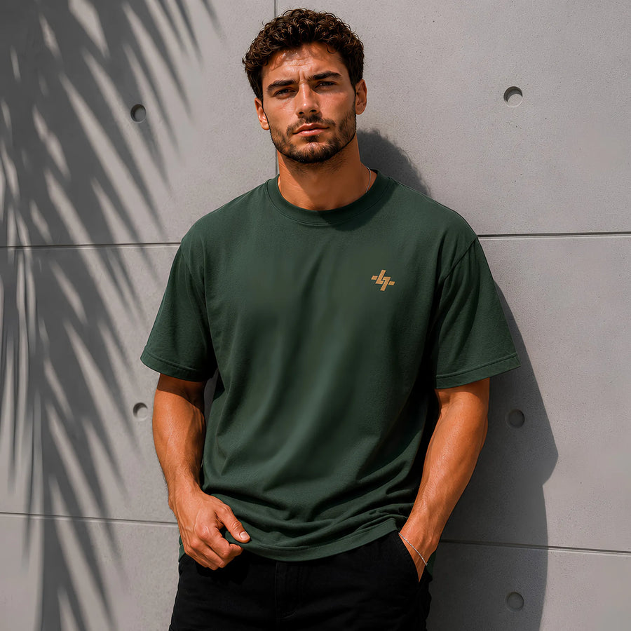 Summit Olive Green Plain Oversized T-Shirt