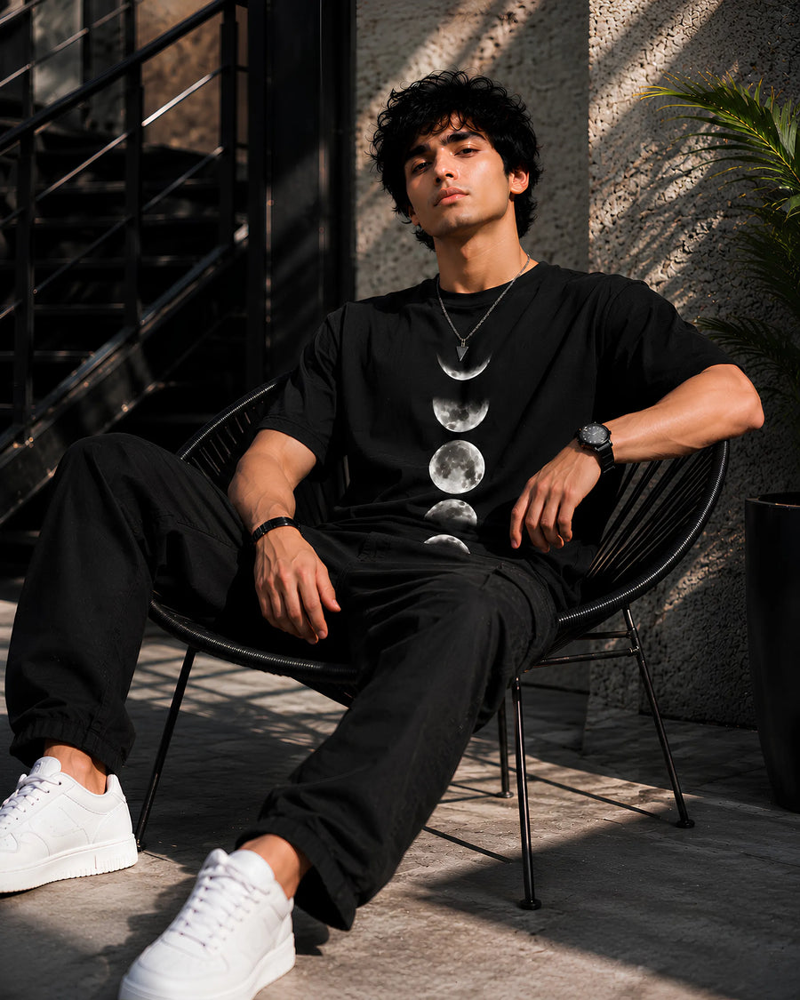 Moon Phase Black Regular Fit T-Shirt