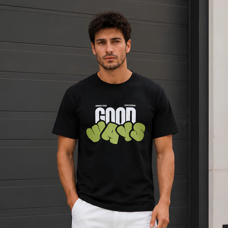 Good Ways Black Regular Fit T-Shirt