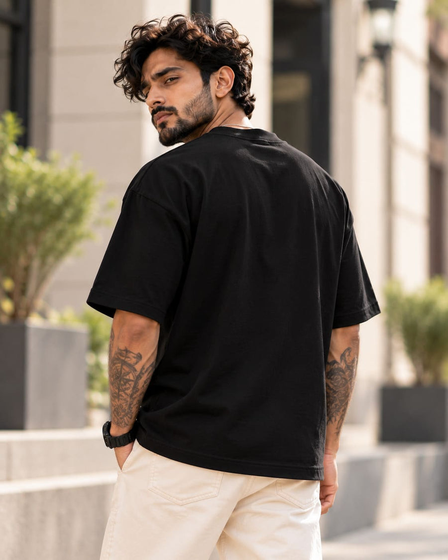 Men's Black CHARACTER T-Shirt | THE SEVEN LOOK