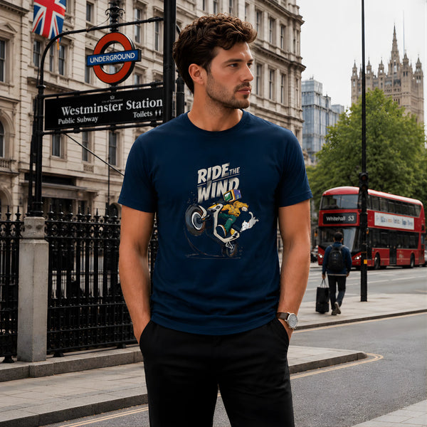 Ride The Wind Petrol Blue Regular Fit T-Shirt