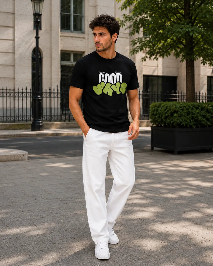 Good Ways Black Regular Fit T-Shirt