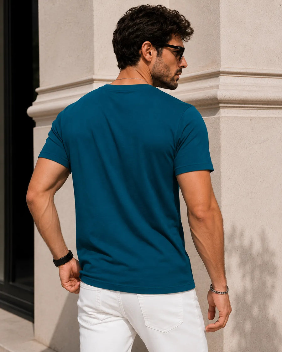 Space Fuel Petrol Blue Regular Fit T-Shirt