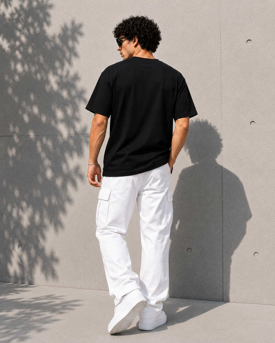 Phantom Black Plain Oversized T-Shirt