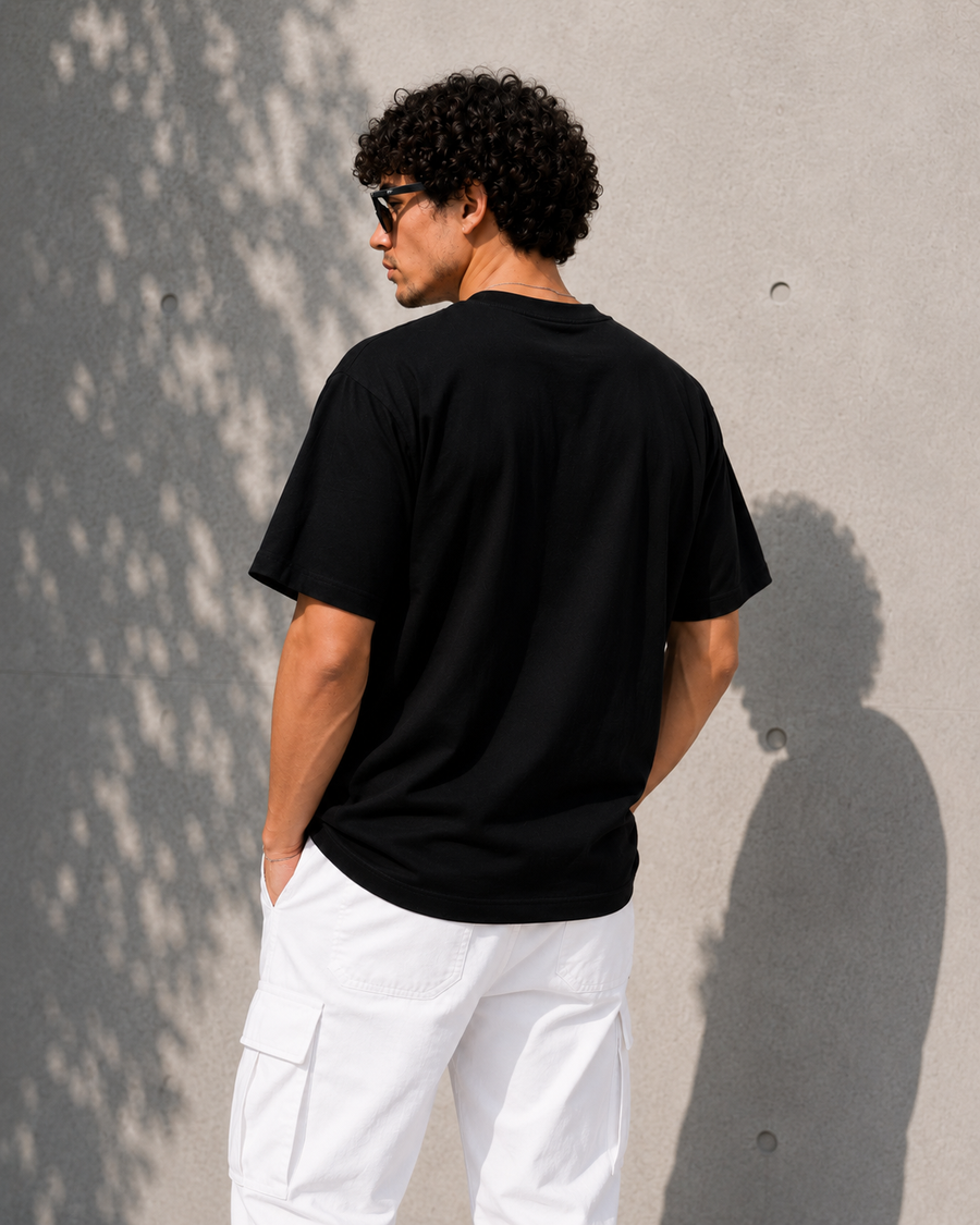 Phantom Black Plain Oversized T-Shirt