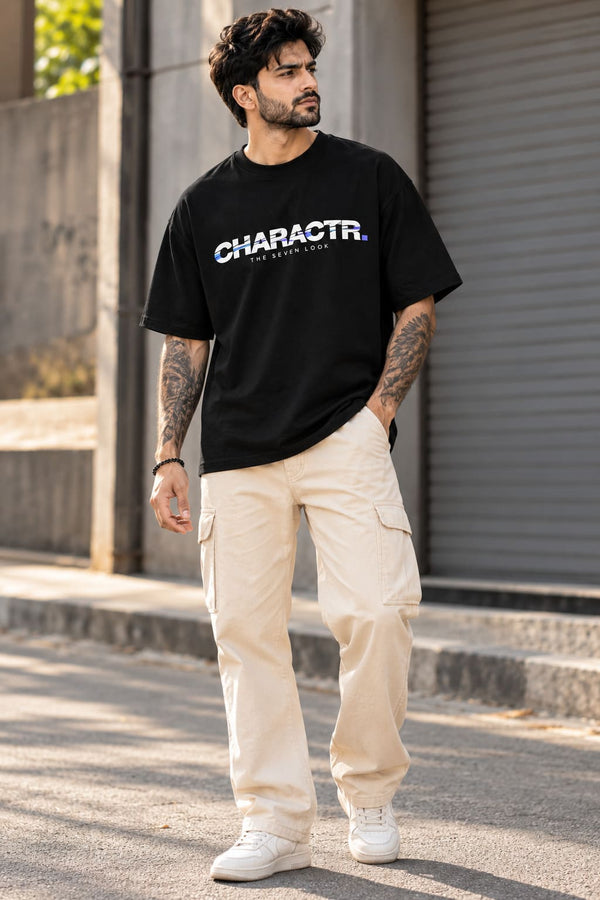 Men's Black CHARACTER T-Shirt | THE SEVEN LOOK