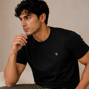 Jet Black Plain Regular Fit T-Shirt