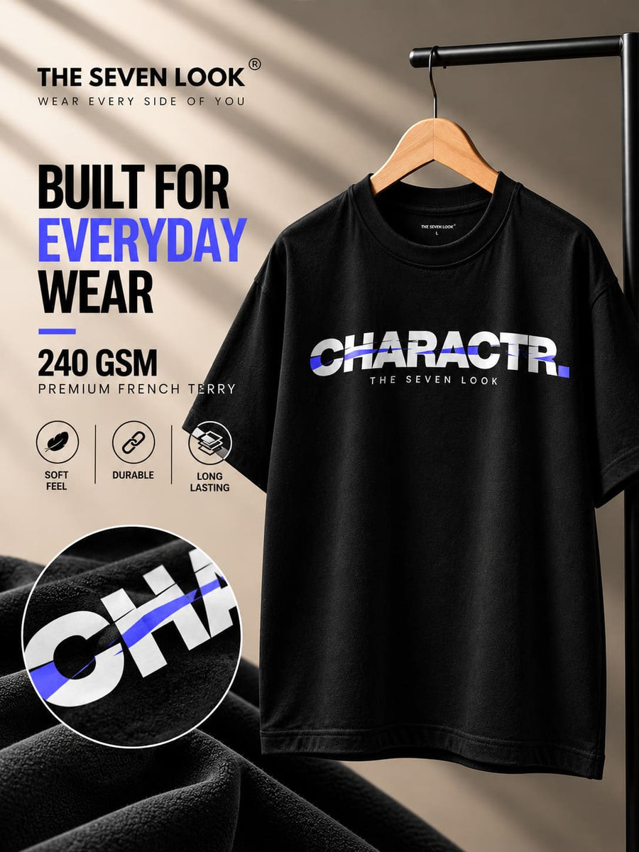 Men's Black CHARACTER T-Shirt | THE SEVEN LOOK