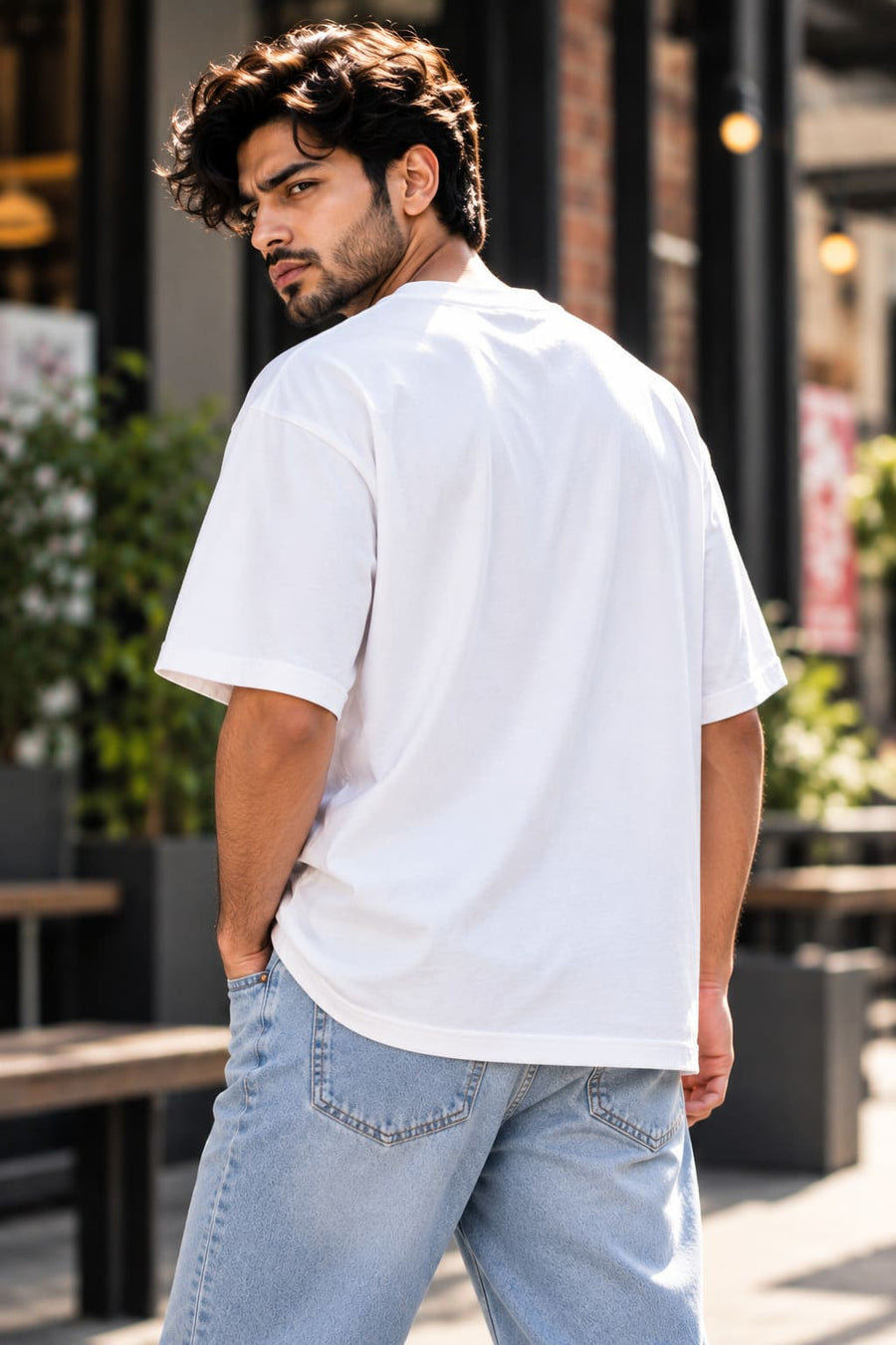 Men's White Oversized Forever Young T-Shirt
