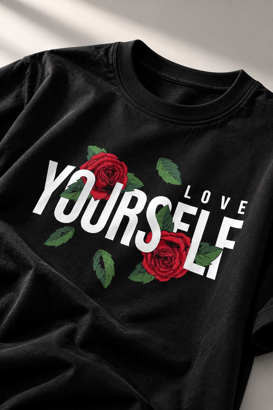 Men's Black Oversized Love Yourself Graphic T-Shirt