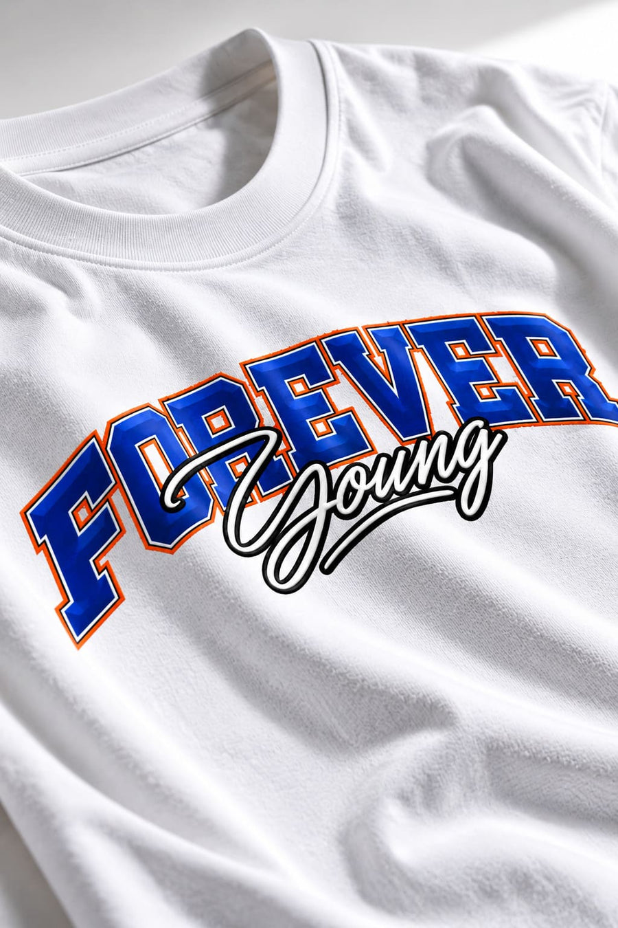 Men's White Oversized Forever Young T-Shirt