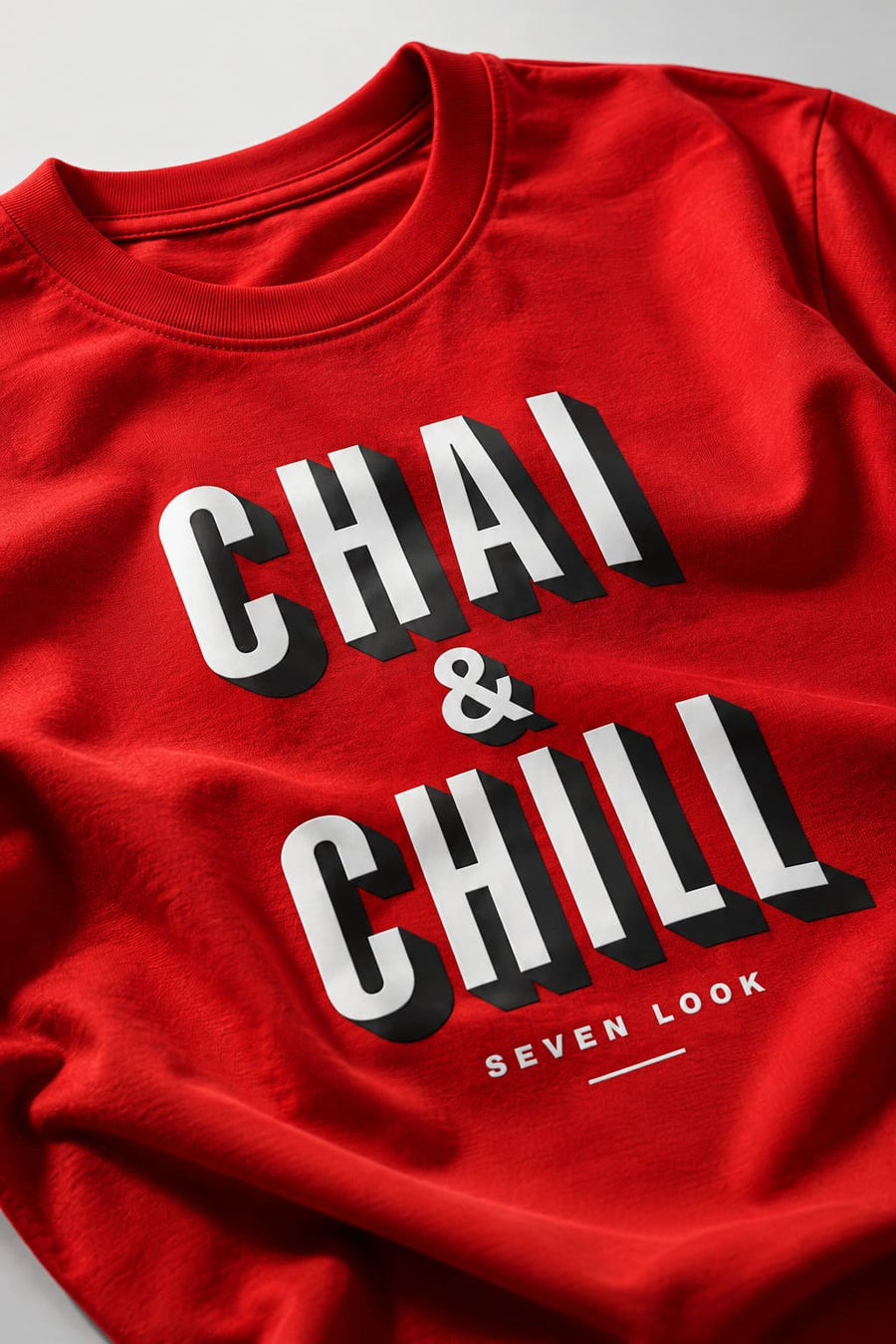 Men's Red Oversized Chai & Chill T-Shirt