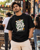 Men's Black Oversized Stay Wild Every Day Graphic T-Shirt
