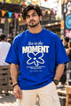 Men's Blue Oversized Live in the Moment Graphic T-Shirt