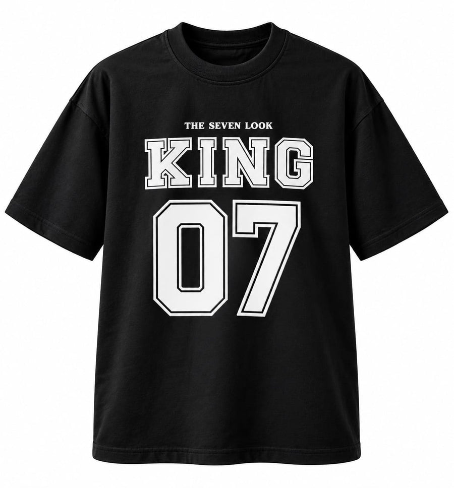 Men's Black Oversized King 07 Graphic T-Shirt