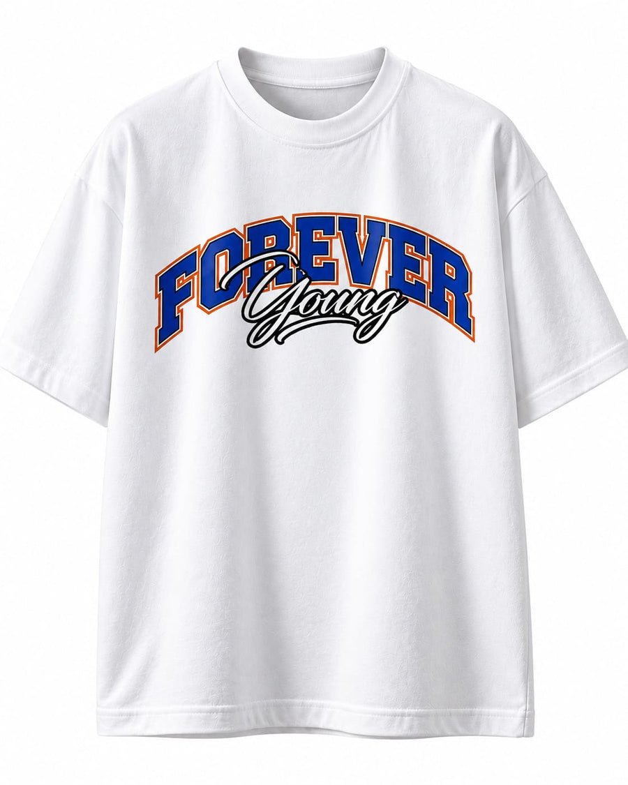 Men's White Oversized Forever Young T-Shirt