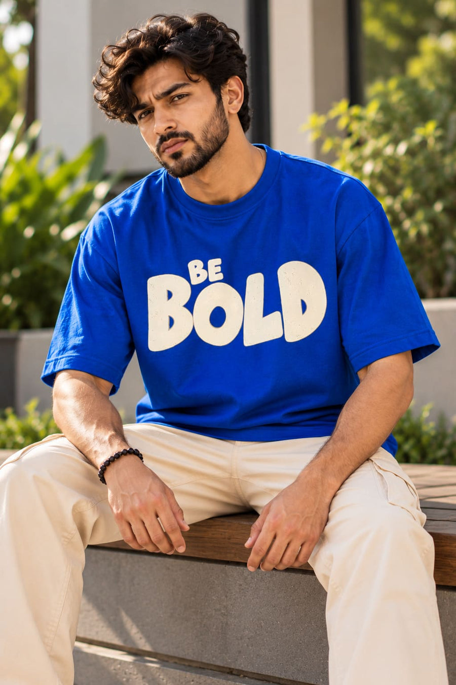 Men's Blue Oversized Be Bold T-Shirt