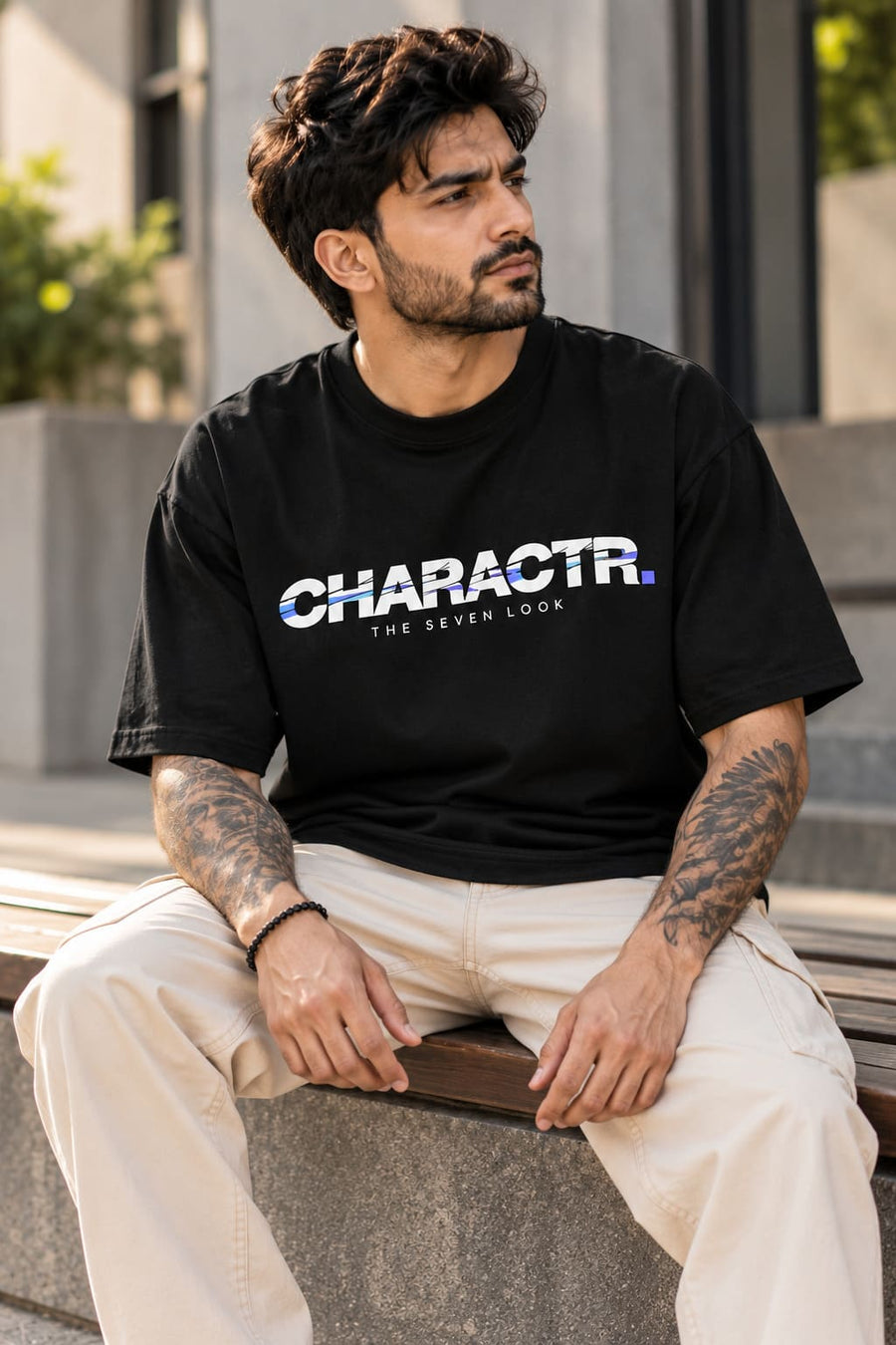 Men's Black CHARACTER T-Shirt | THE SEVEN LOOK